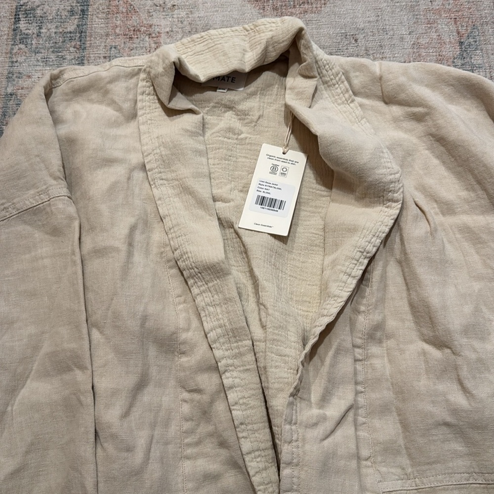 NWT MATE the Label Organic Linen Gauze Open Front Jacket - Picture 2 of 2